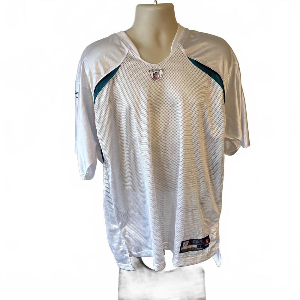 PHILADELPHIA EAGLES Reebok Jersey Blank Men Size LARGE WHITE AND GREEN NFL